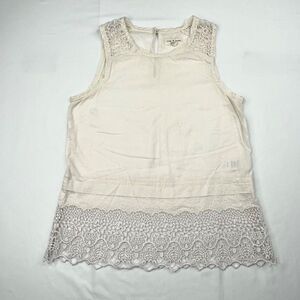 Rag & Bone Crotchet Lace Sleeveless Sheer Top Ivory